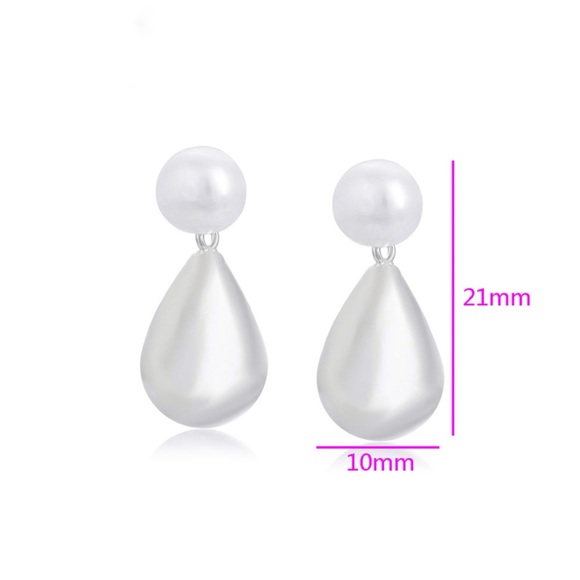 Tear Drop Earrings 925 Sterling Silver Mallorca Pearl Luxury Jewelry - Picture 6 of 10